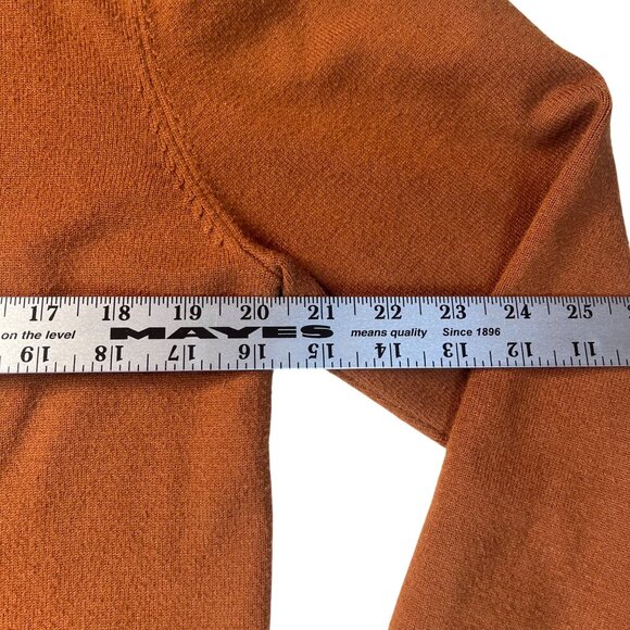 Mens Rust Orange Turtleneck Sweater Ribbed Cuffs & Hem Soft Knit Size M - Picture 7 of 11